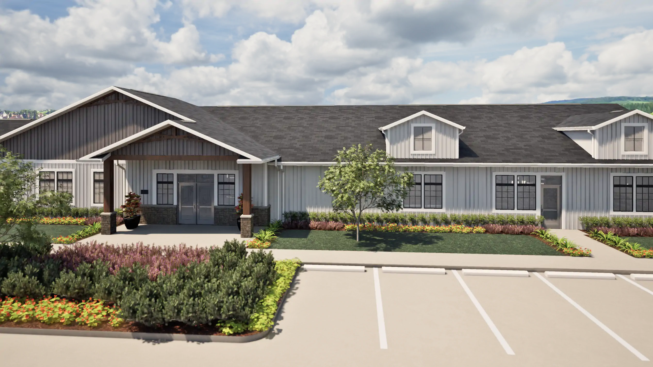 Exterior view of Teal Ridge Village homes